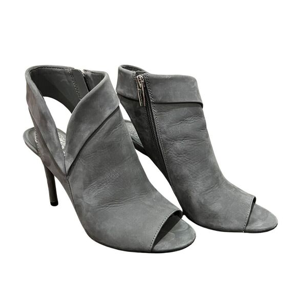 Vince Camuto Shoes - VINCE CAMUTO Grey Peep Toe Bootie Women's "Cholia" Asymmetrical Heels SZ 6.5